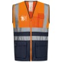 10 stk. (1 karton) Warnschutzweste Reflektierend Gelb-Orange / Marine