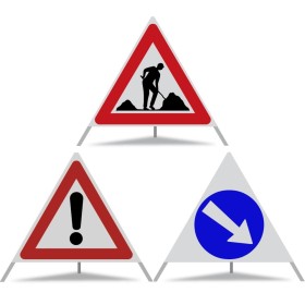 TRIO Faltsignal 70cm (Baustelle - Ausrufezeichen - Pfeil-Rechts)