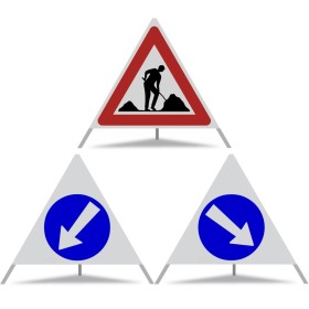 TRIO Faltsignal 70cm (Baustelle - Pfeil-Links - Pfeil-Rechts)