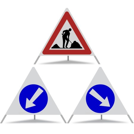 TRIO Faltsignal 70cm (Baustelle - Pfeil-Links - Pfeil-Rechts)