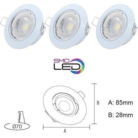 3x Led Spot Einbaustrahler Dimmbar 6W